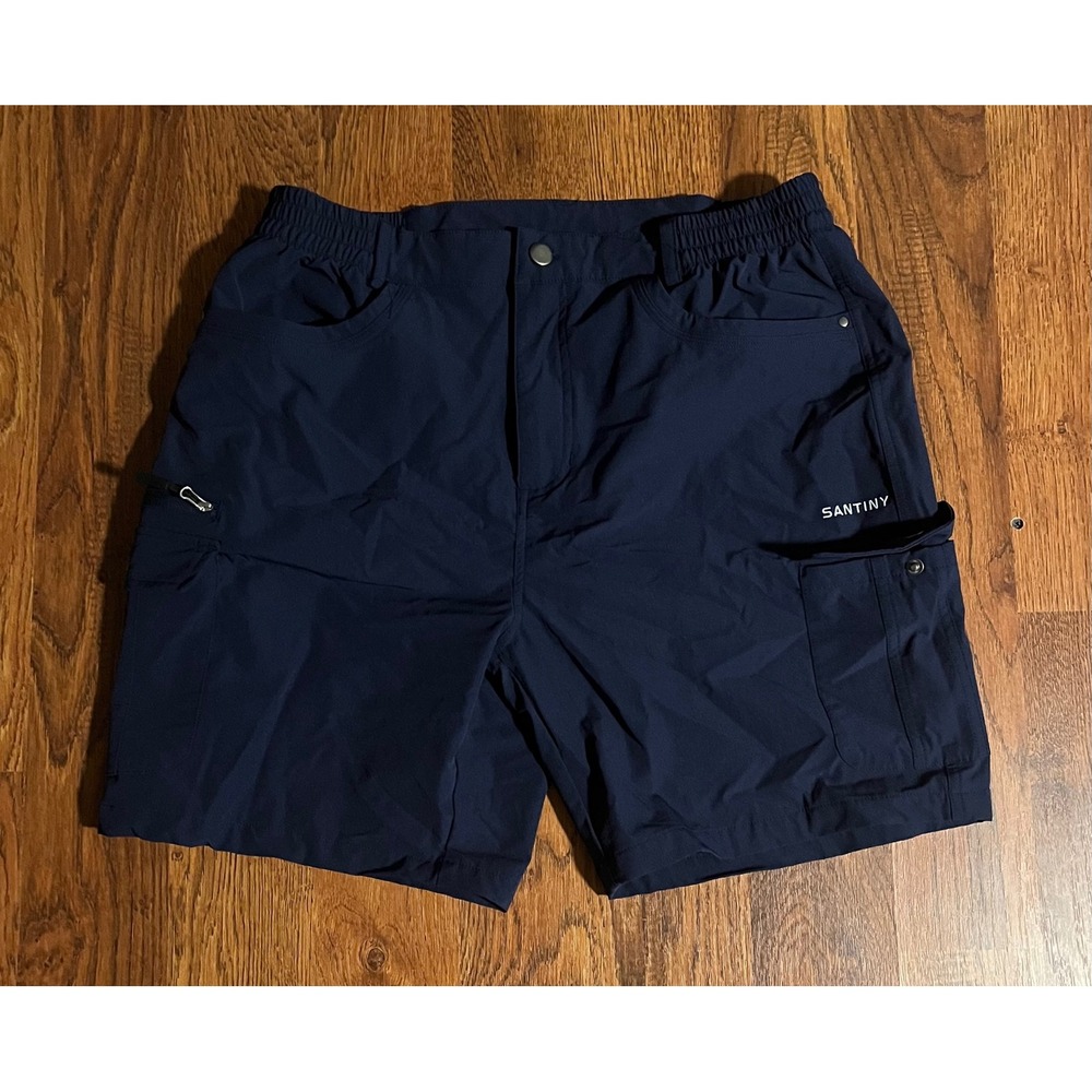 Santiny Mens XL Navy Blue Hiking Cargo Shorts Lightweight Quick Dry Outdoor